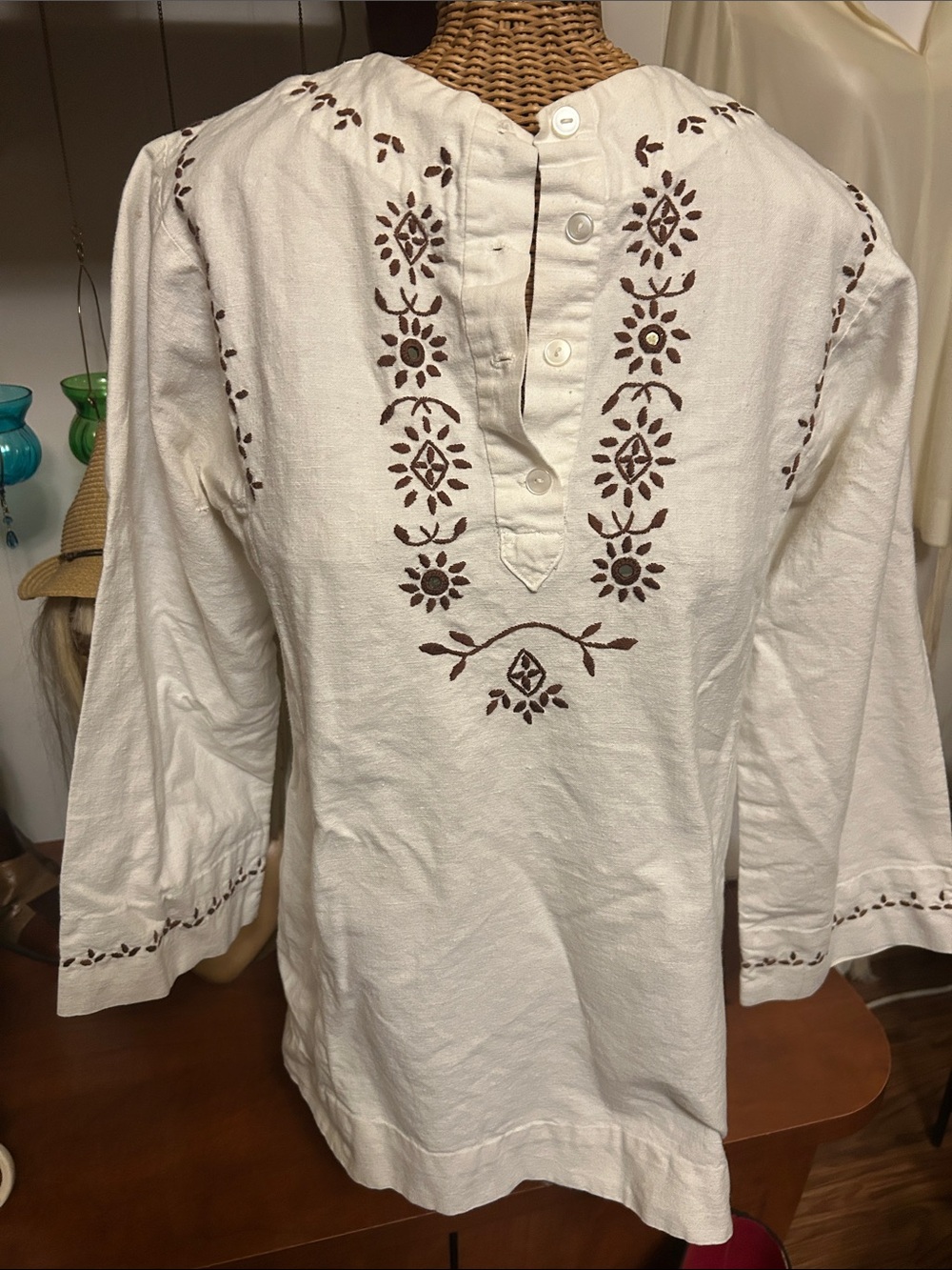 Embroidered White Cotton Mirror Detail India Tunic